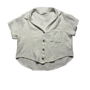 Altar'd State Button Shirt Womens White Gauze Cotton Top Cottage Costal Resort L